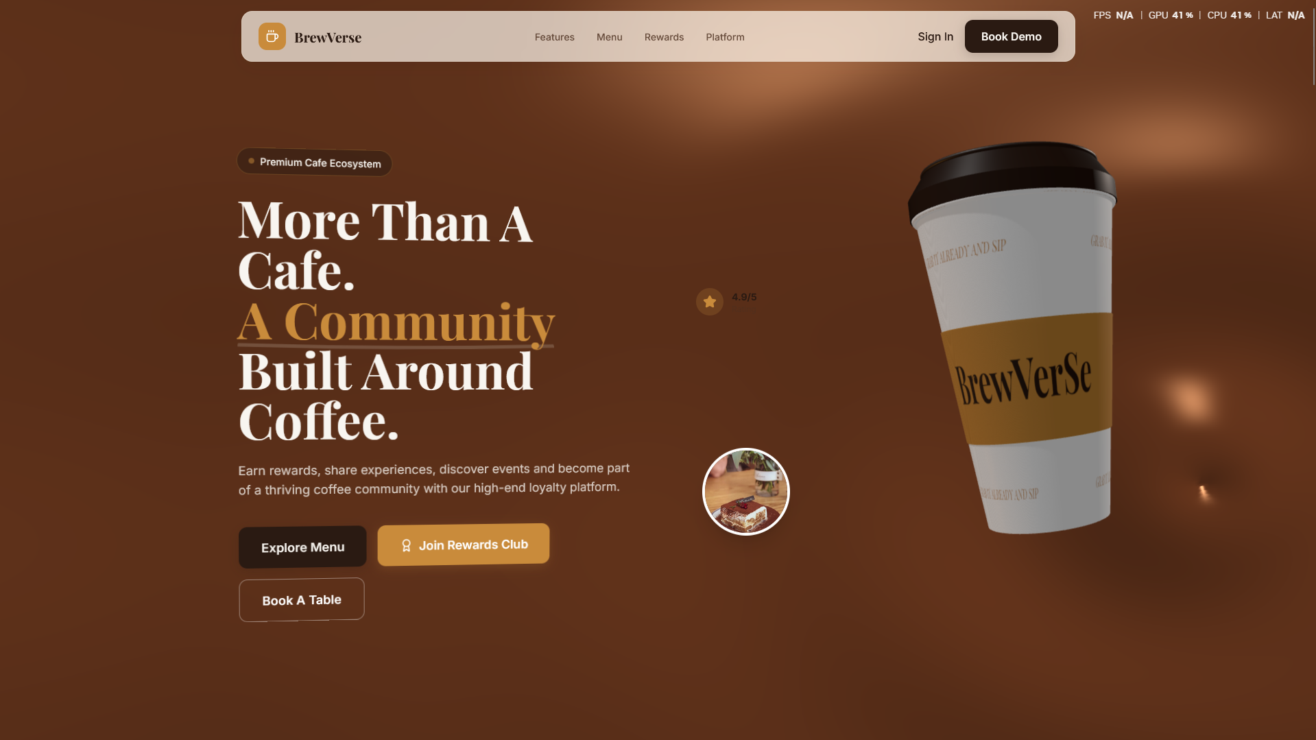 Brewverse — 3D Café Landing Page